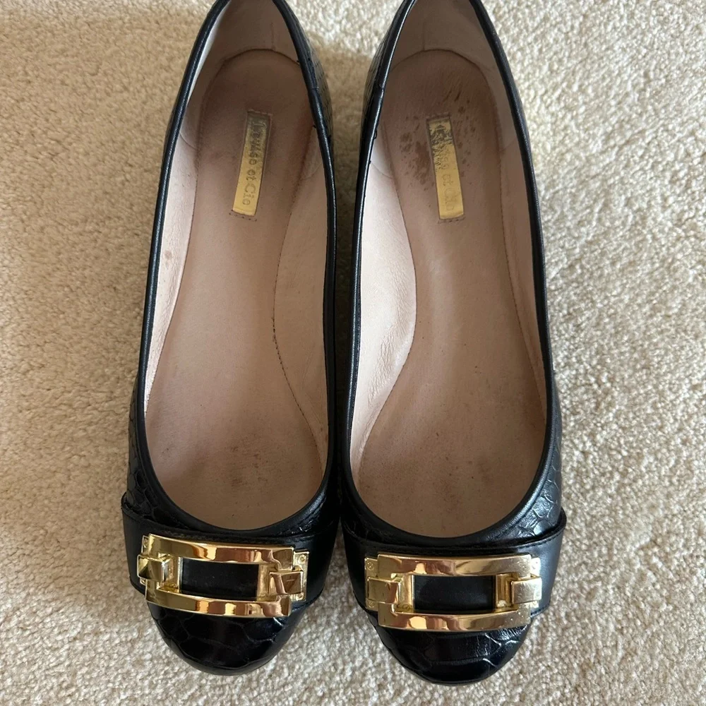 Louise et Cie Black Heels with Gold Buckle - Picture 1 of 3